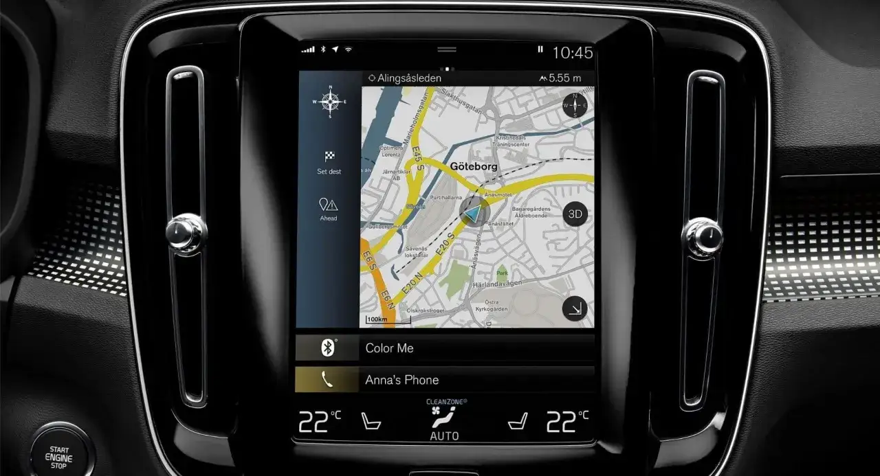 Ekran nawigacji Volvo XC60 z mapą Göteborga. Dowiedz się, jak zaktualizować mapy w Volvo XC60, by zawsze podróżować z najnowszymi danymi.