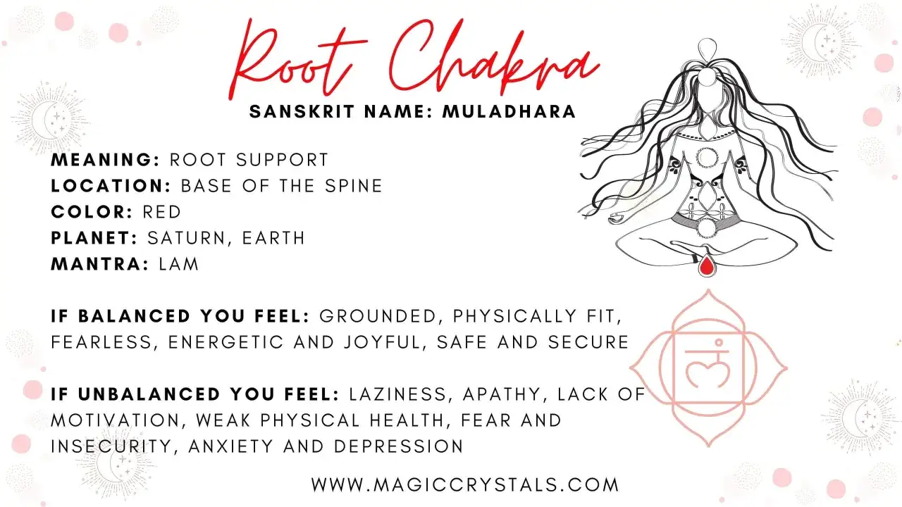 El chakra raíz, Muladhara, es el primer chakra. Su significado se relaciona con la seguridad y el arraigo.