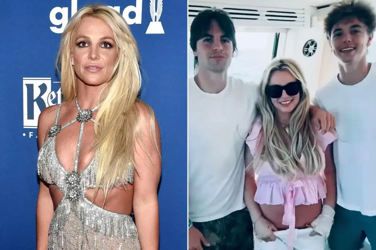 Britney Spears con i suoi figli, Sean Preston e Jayden James, in una foto divisa.