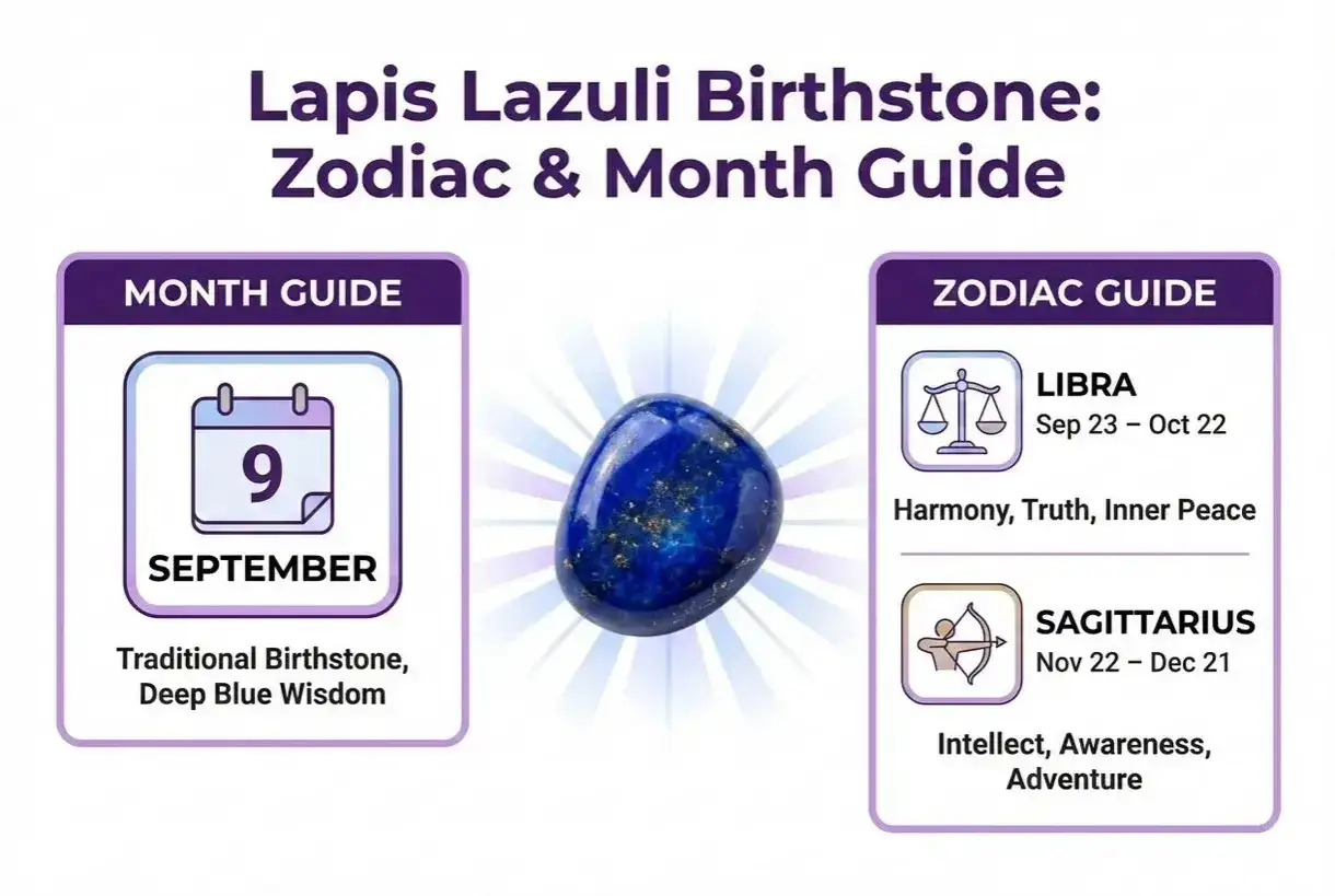 Lapis lazuli znak zodiaku: Libra i Sagittarius. Kamień ten symbolizuje harmonię, prawdę i mądrość.