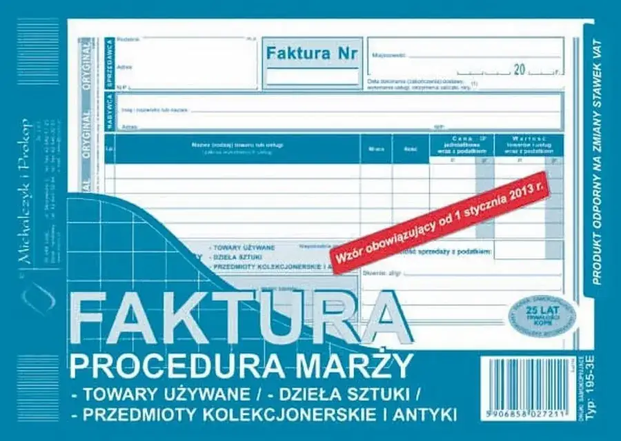 r&oacute;żne rodzaje druk&oacute;w faktur papierowych
