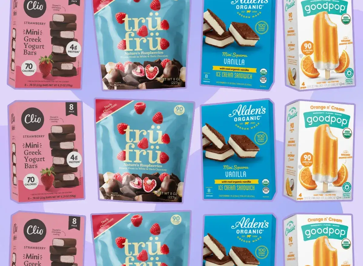 Najmniej kaloryczne słodycze: batoniki jogurtowe Clio, maliny w czekoladzie Tru Fru, lody Alden's Organic i Goodpop.