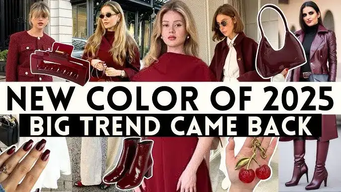 modna stylizacja damska zima 2025 cherry red