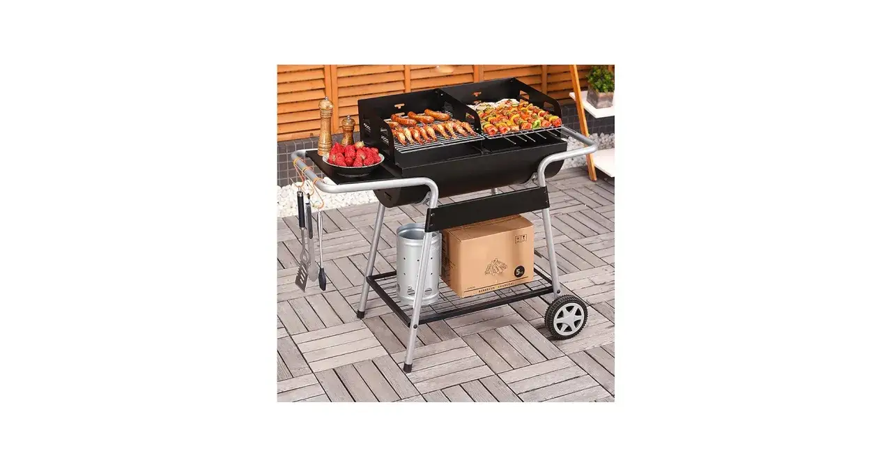 Gotowy grill z beczki po oleju na działce