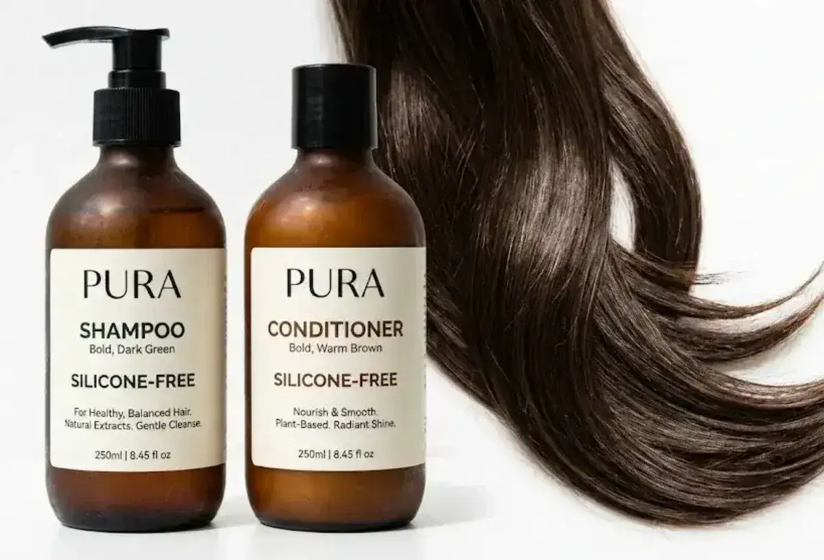 PURA Shampoo i odżywka bez silikonu dla zdrowych, lśniących włos&oacute;w. Naturalne ekstrakty.