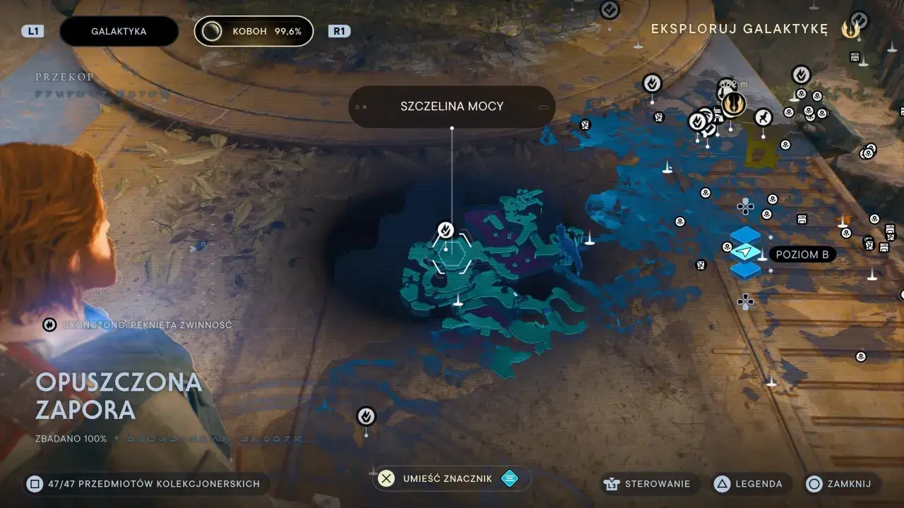 Mapa z gry Jedi Survivor, pokazująca lokację