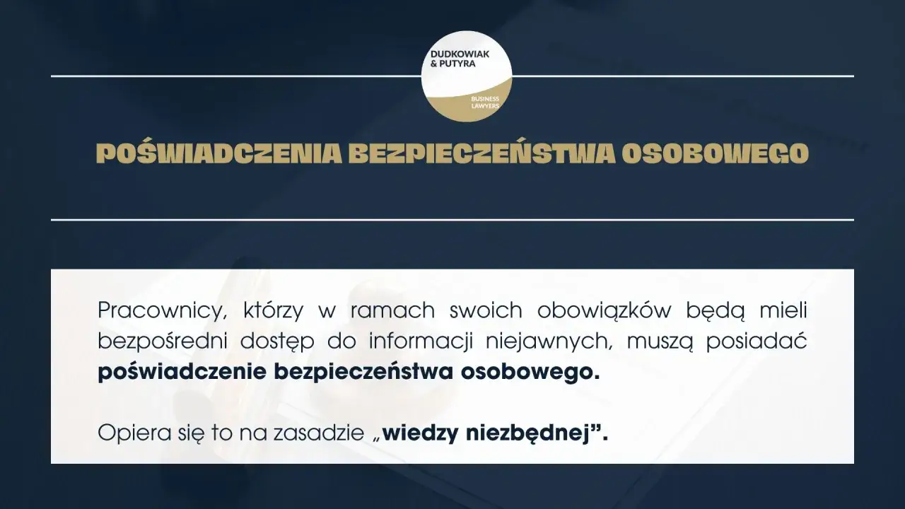 Poświadczenie bezpieczeństwa osobowego dla pracowników mających dostęp do informacji niejawnych. Zasada