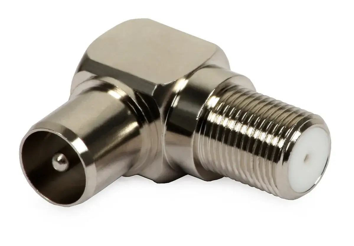 Adapter kątowy do kabla antenowego. Ułatwia podłączenie kabla antenowego do gniazdka pod kątem.