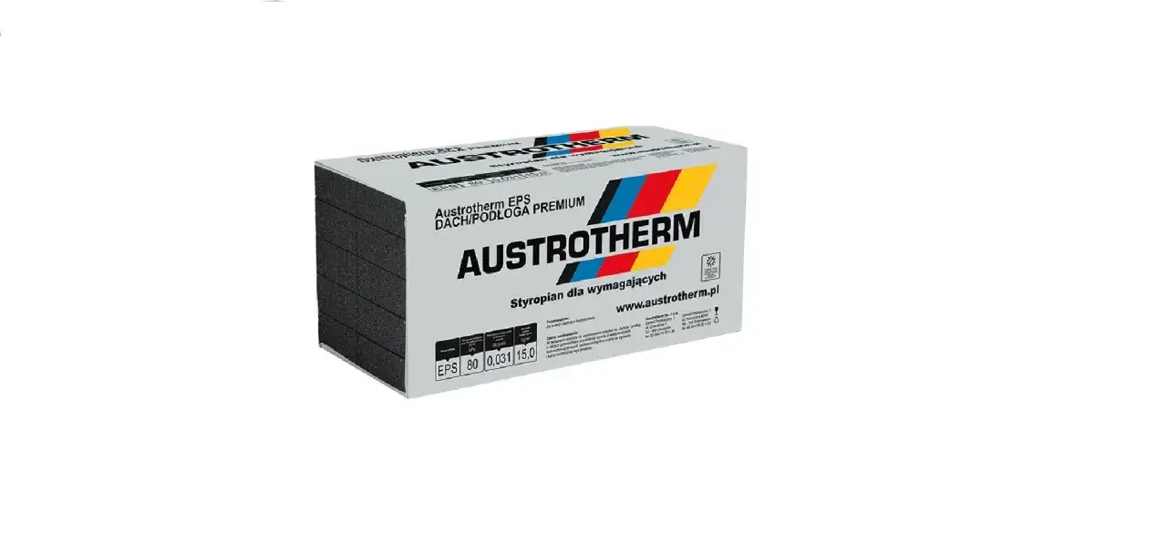 Opakowanie styropianu Austrotherm EPS Dach/Podłoga Premium. Idealny do izolacji dachów i podłóg, zapewnia doskonałe parametry cieplne.