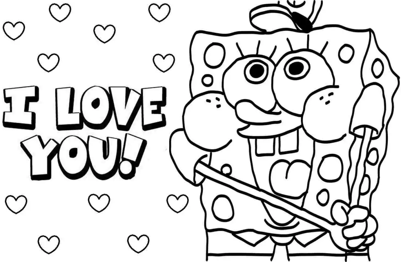 Dibujo de Bob Esponja para colorear con la frase
