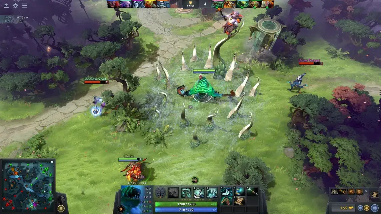 W tej grze lol gry online, Faceless Void walczy z Drow Ranger. Wok&oacute;ł nich rosną dziwne rośliny.