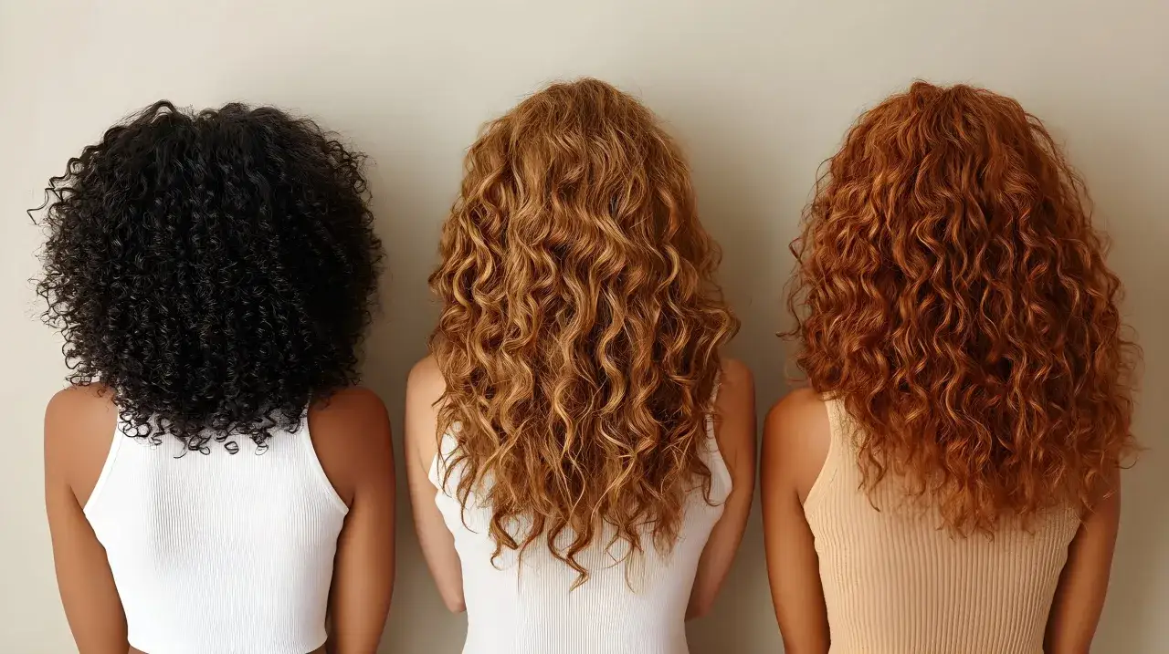 Tres mujeres lucen sus rizos definidos en diferentes tonos: negro azabache, rubio miel y cobrizo vibrante.