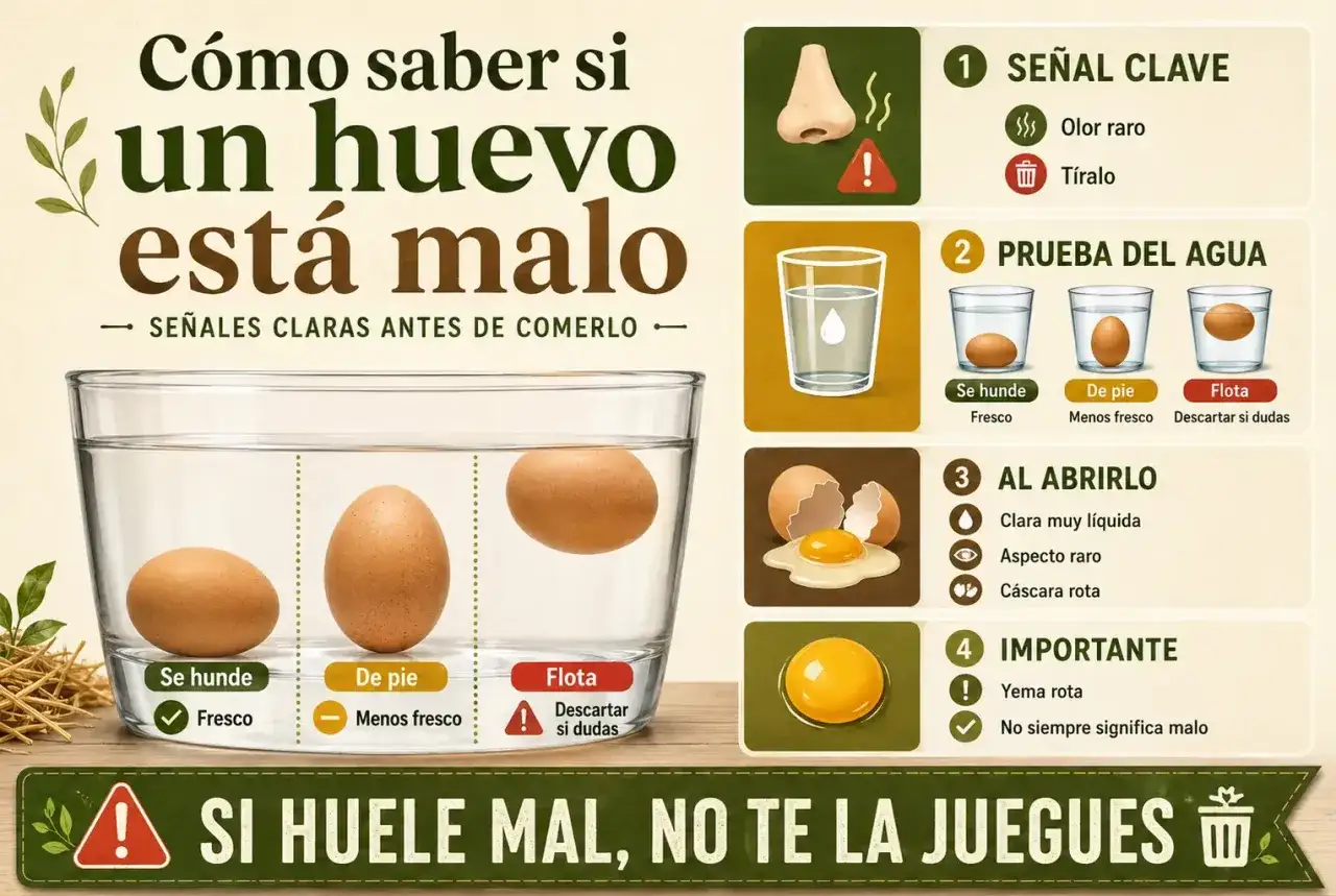 C&oacute;mo saber si un huevo cocido est&aacute; malo: prueba del agua, olor y aspecto. Si flota o huele mal, des&eacute;chalo.