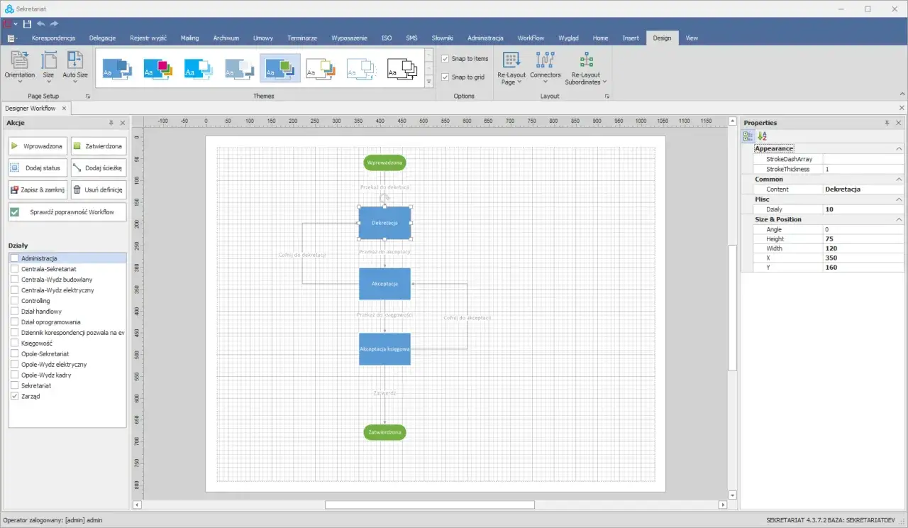 Projektowanie workflow dla zmian w prawie pracy 2026: od wprowadzenia, przez dekretację i akceptację, aż po zatwierdzenie.