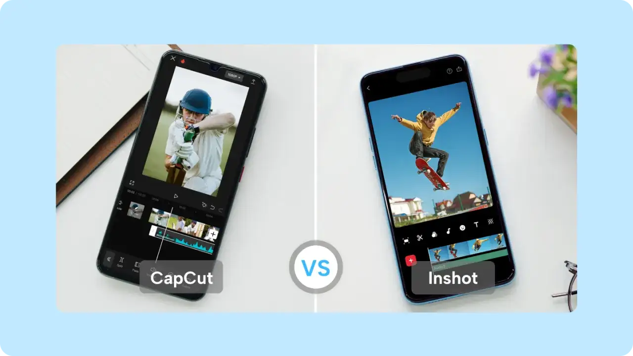Por&oacute;wnanie interfejs&oacute;w CapCut i InShot na ekranie iPhone'a