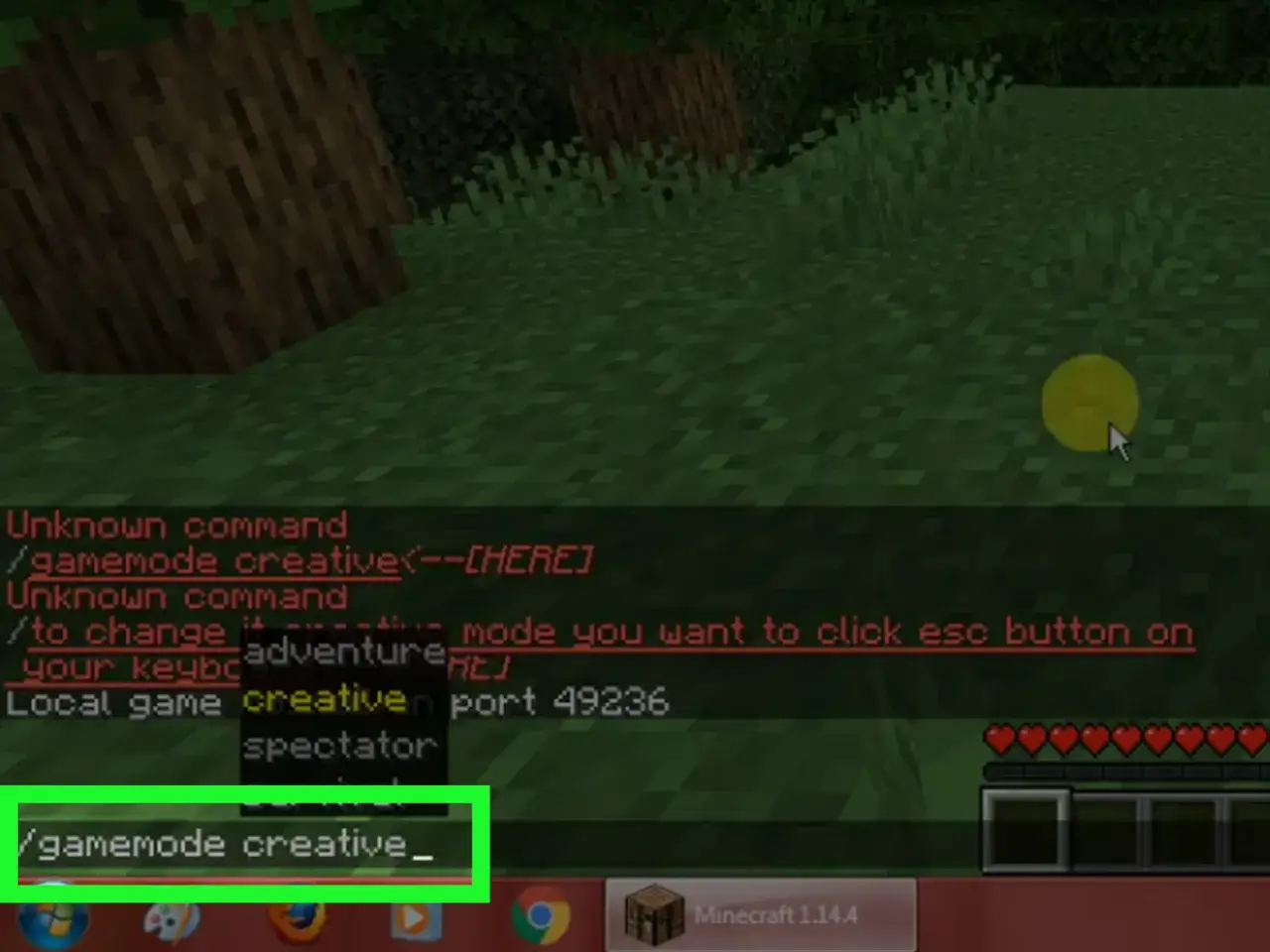 Minecraft komenda gamemode creative