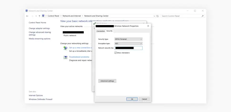 klucz zabezpieczeń sieci windows 10
