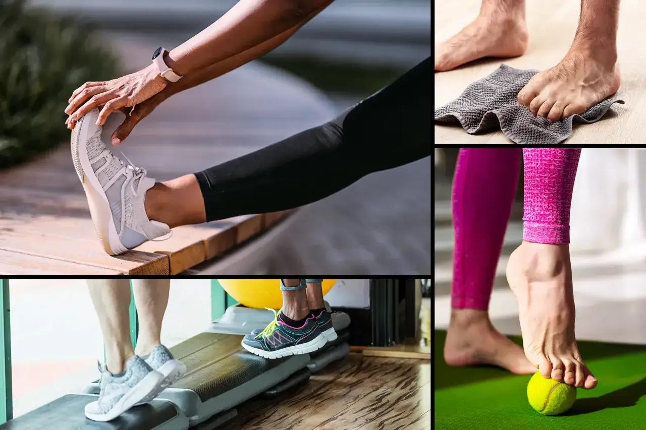 Füße dehnen, Handtuch greifen, auf Ball rollen – Übungen gegen Plantarfasziitis, die immer schlimmer wird.