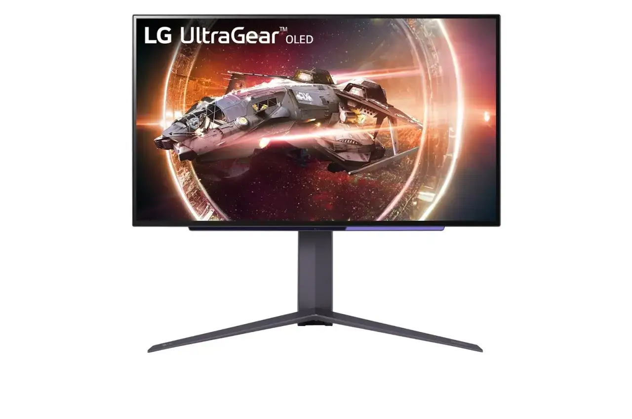 monitor 27 cali na biurku ergonomia