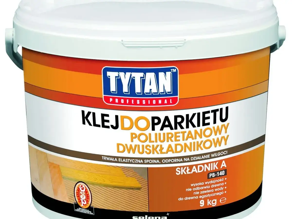 Wiadro kleju do parkietu TYTAN. Poliuretanowy, dwuskładnikowy klej do parkietu, 9 kg.