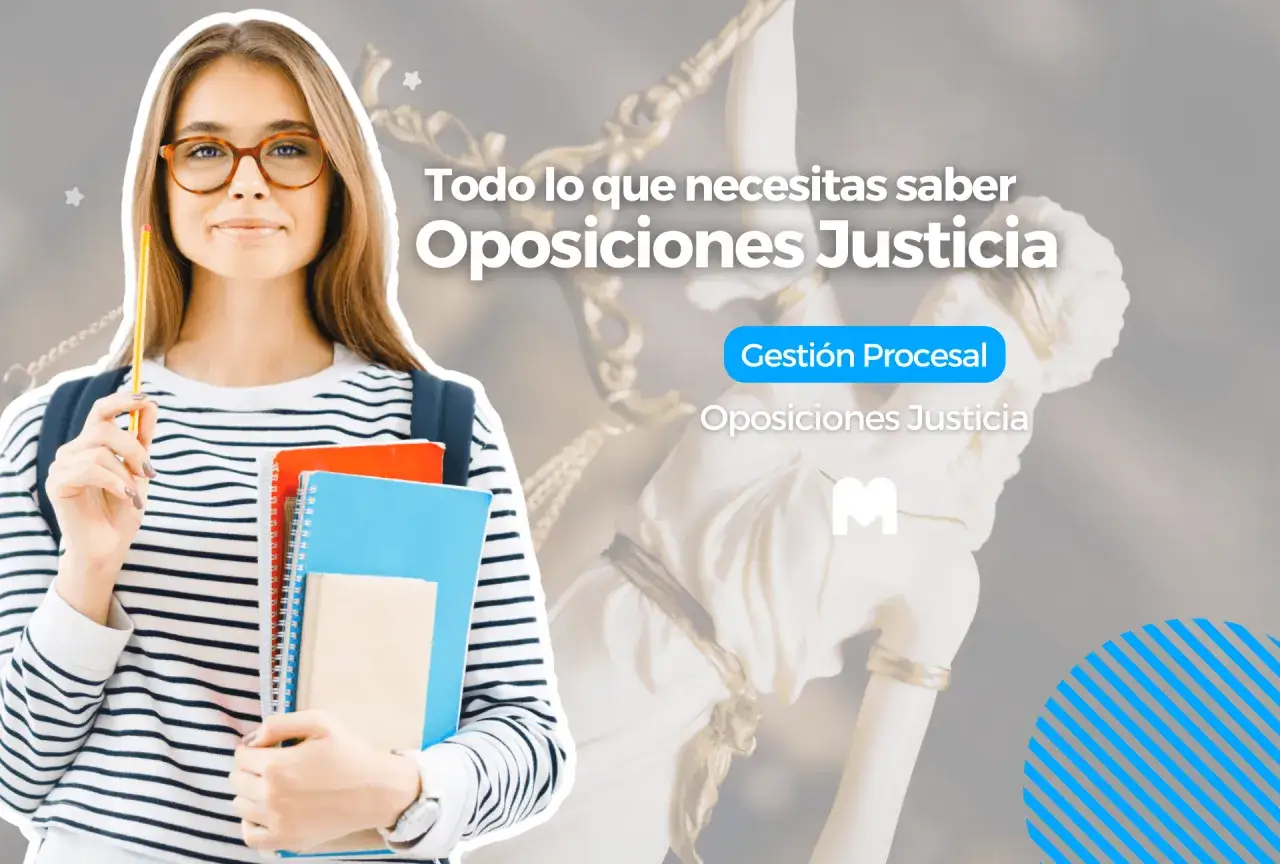 Joven estudiante con libros y lápiz, lista para las oposiciones justicia. Todo lo que necesitas saber sobre Gestión Procesal.