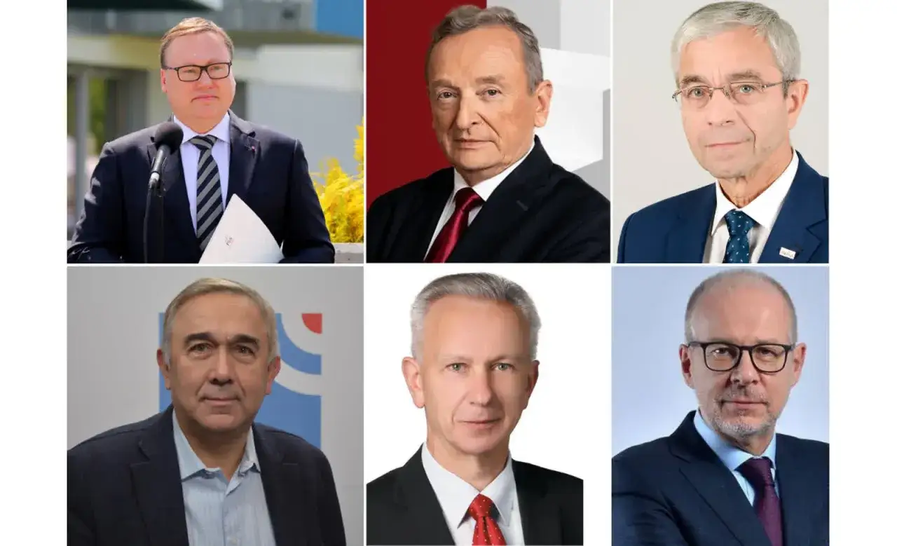 Sześciu mężczyzn, senatorowie Platformy Obywatelskiej, w garniturach i krawatach.
