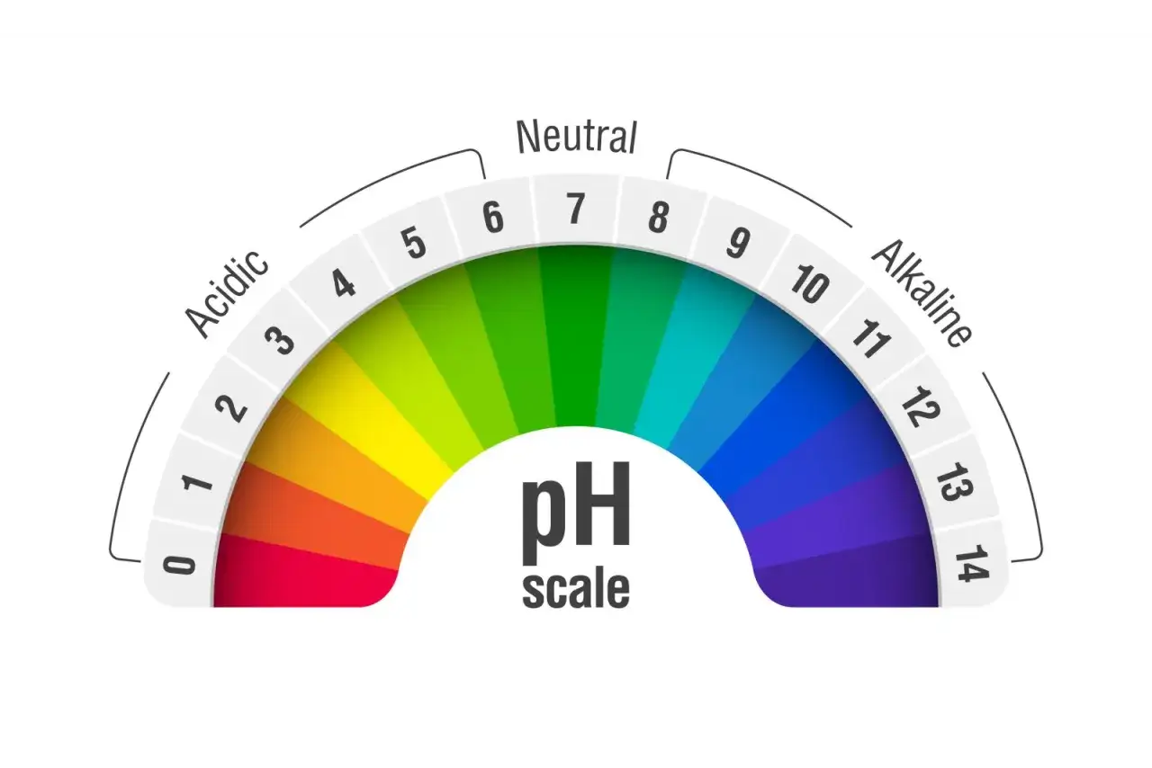 &Eacute;chelle de pH color&eacute;e montrant les valeurs de 0 (acide) &agrave; 14 (alcalin), avec 7 comme neutre. Utile pour d&eacute;terminer quel est le pH de l'eau.