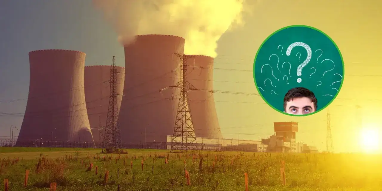 Chłodnie elektrowni jądrowej i zaduma nad tym, czy energia jądrowa jest ekologiczna.