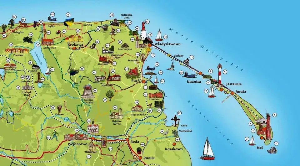Mapa atrakcji okolice Jastrzębia Góra