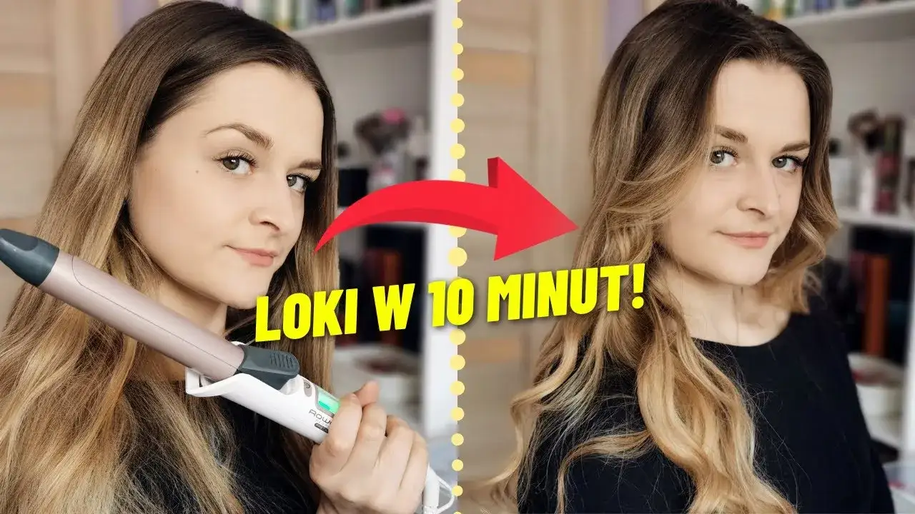 kobieta kręcąca włosy lokówką z klipsem krok po kroku