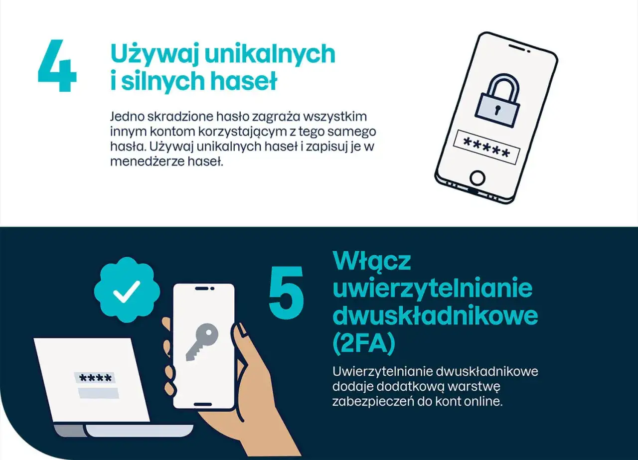 Używaj silnych, unikalnych haseł i włącz uwierzytelnianie dwuskładnikowe (2FA), aby Twoje konto na Vinted było bezpieczne.