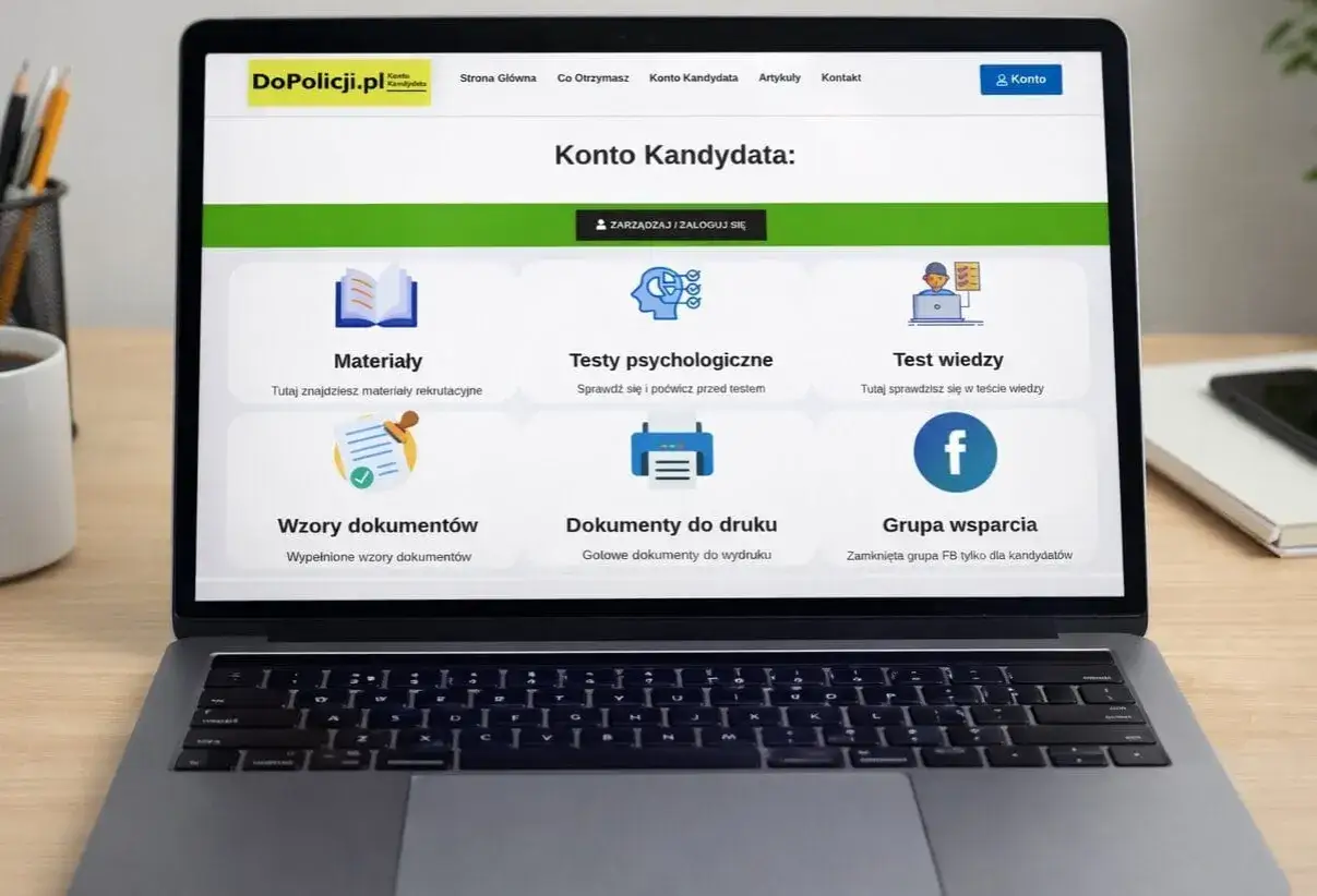 Strona DoPolicji.pl ułatwia drogę do kariery w policji. Znajdziesz tu materiały, testy psychologiczne i wiedzy, wzory dokumentów, a także grupę wsparcia.
