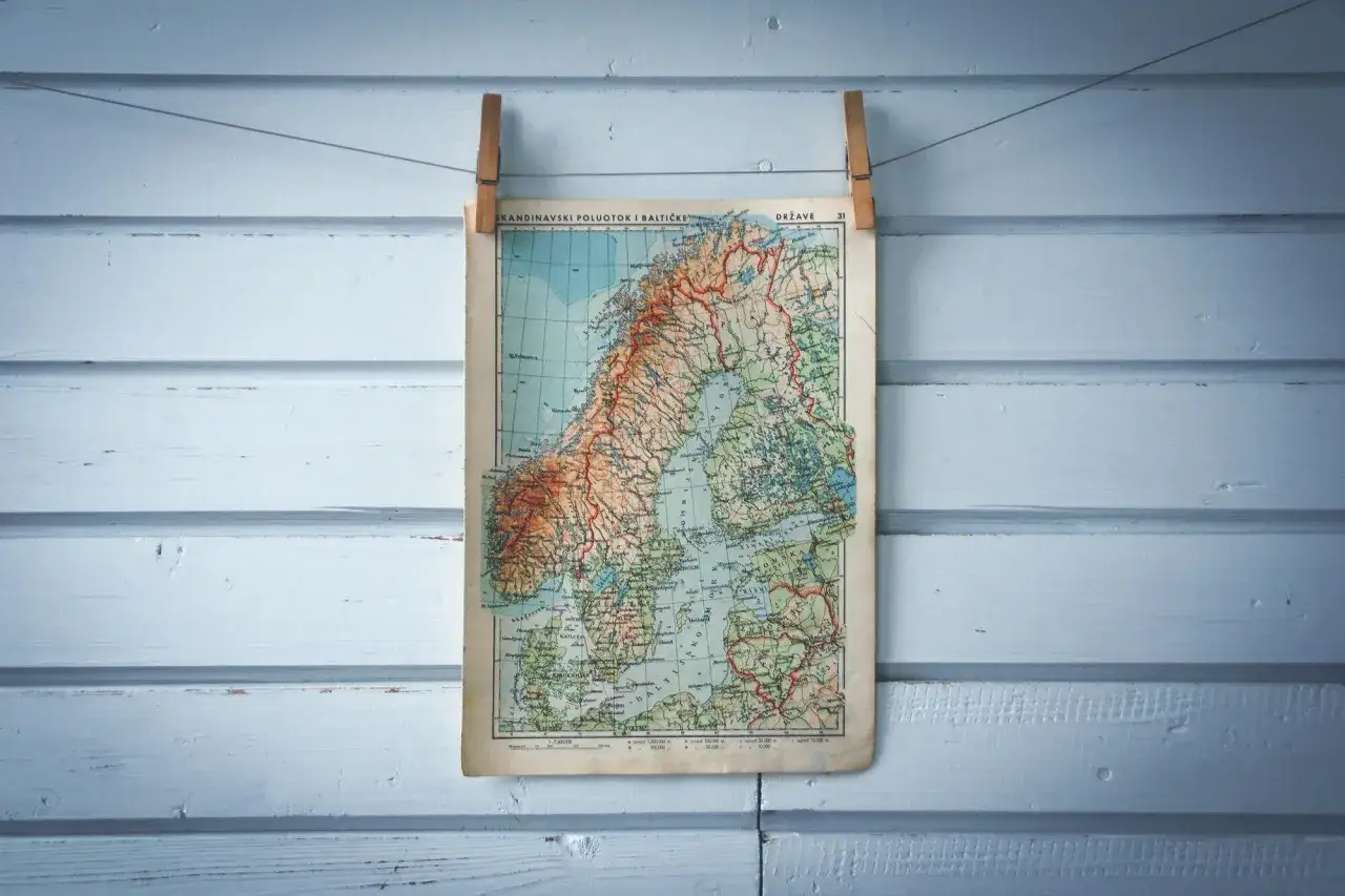 mapa skandynawii z walutami