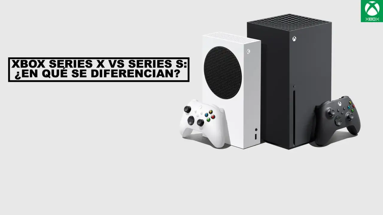 Dos consolas Xbox, la Series X negra y la Series S blanca, junto a sus mandos, listas para jugar.