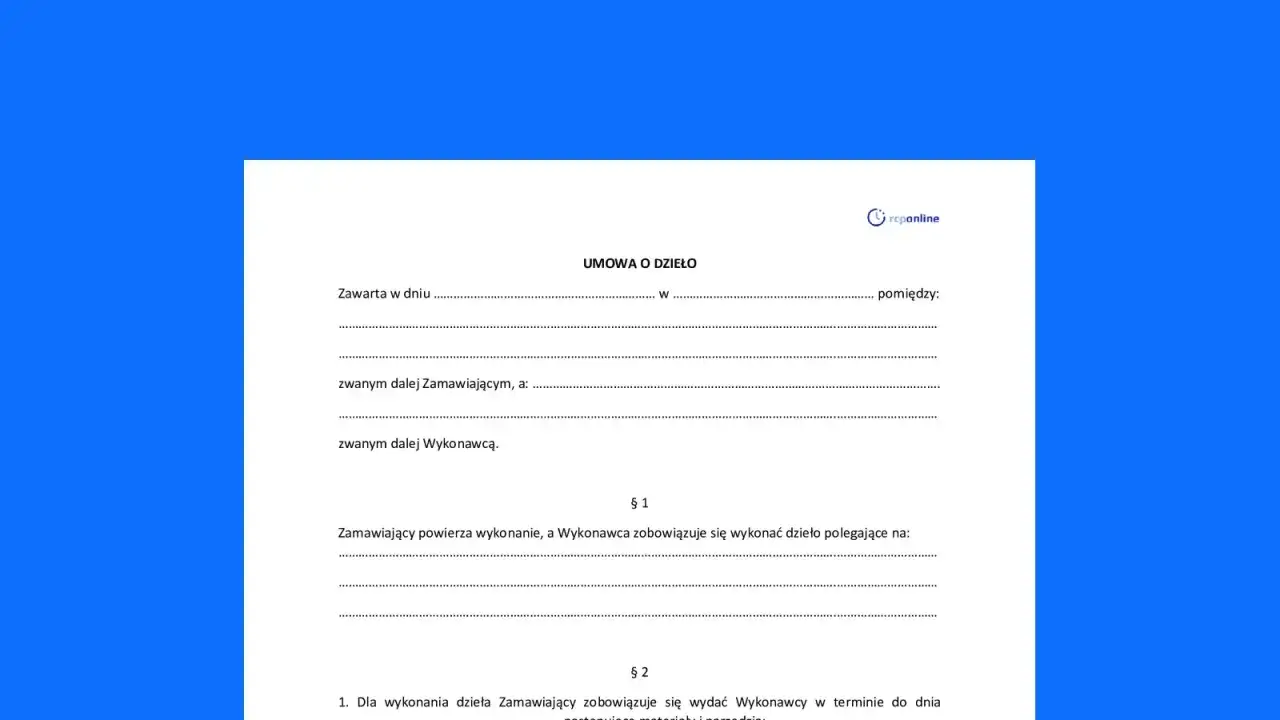 Umowa o dzieło, kluczowy dokument dla rozliczeń i podatku. Określa zakres prac i wynagrodzenie.