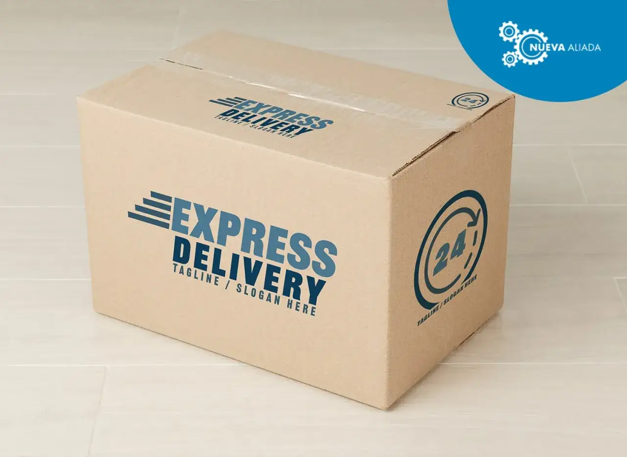 Caja de cartón para envío exprés, lista para diseñar con el logo de