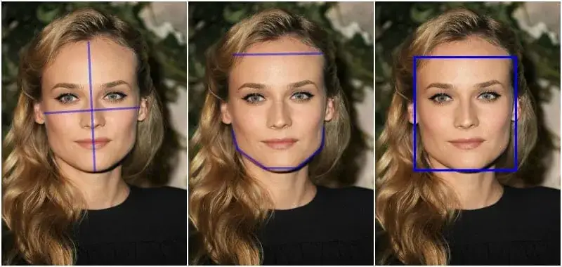 kobieta rozpoznająca kształt twarzy w lustrze