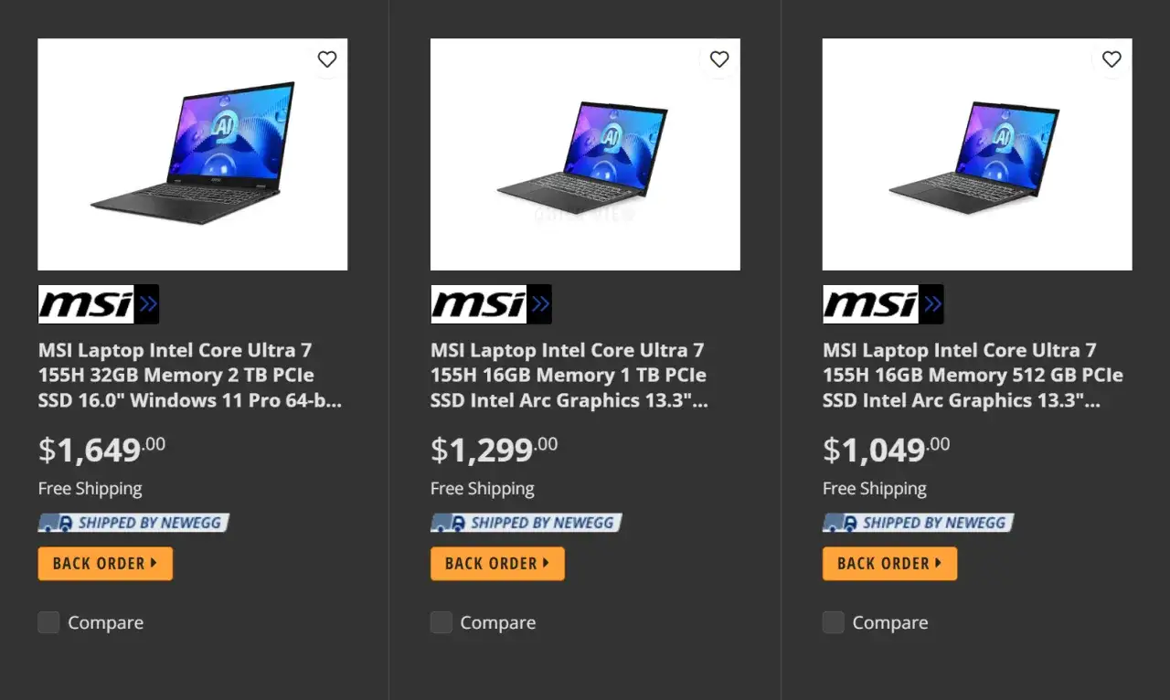 Portátil MSI con procesador Intel Core Ultra 7 155H, 16GB RAM, 512GB SSD y gráficos Intel Arc.