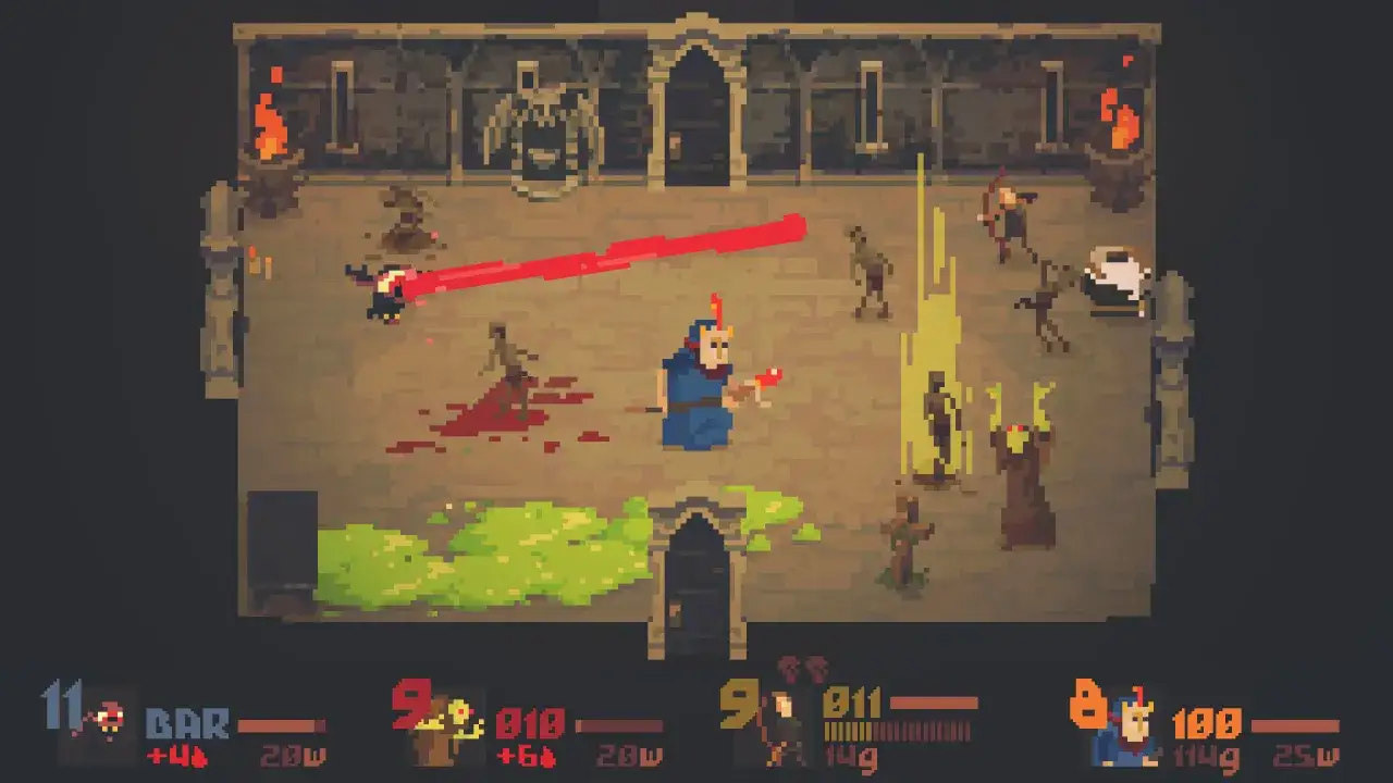 Pixelartowa walka z potworami w mrocznym lochu. Idealne gry bez internetu dla fanów retro akcji.