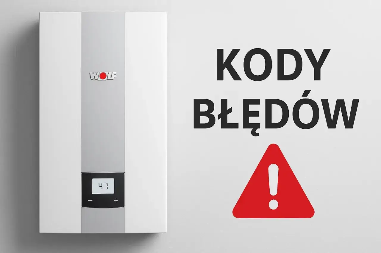 Nowoczesny piec gazowy marki Wolf z wyświetlaczem kodów błędów. Awaria pieca gazowego? Sprawdź kody błędów.