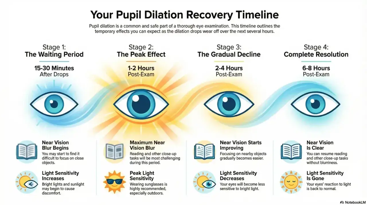 Timeline recupero pupille dilatate: visione offuscata e sensibilità alla luce, poi tutto torna normale. Ecco perchè ho sempre le pupille dilatate.