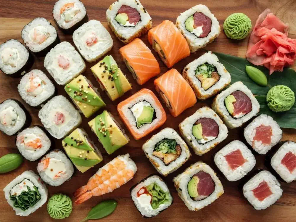 r&oacute;żne rodzaje farszu do sushi ryby warzywa serek