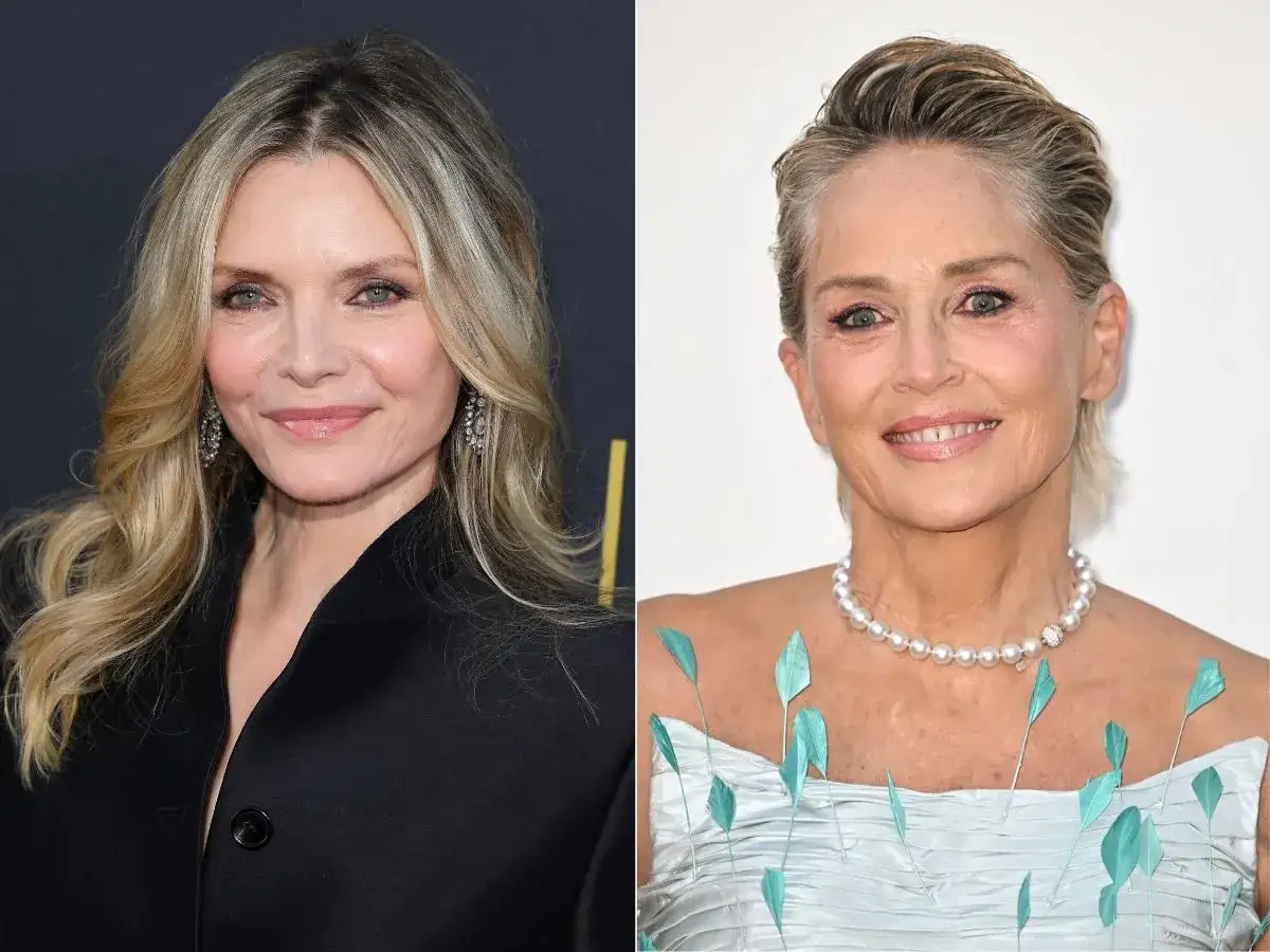 Michelle Pfeiffer i Sharon Stone prezentują stylowe półdługie fryzury po 50. Obie wyglądają olśniewająco.