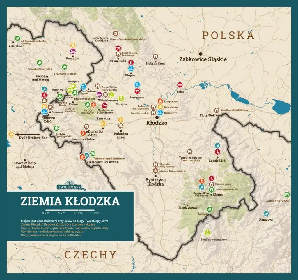 Atrakcje turystyczne Kotlina Kłodzka mapa