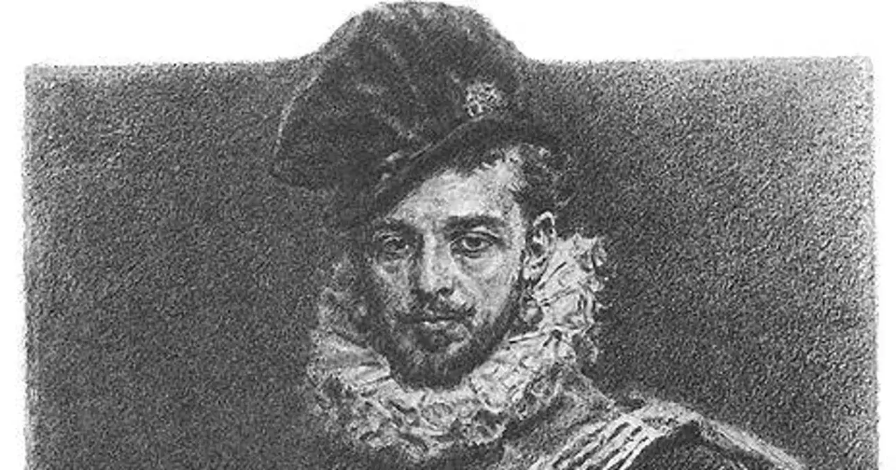 Portret Henryka, króla polskiego, w ozdobnym kołnierzu i kapeluszu.