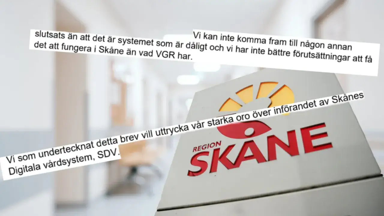 Läkarupproret i Skåne: Oro över digitalt vårdsystem. Texten kritiserar systemet och uttrycker stark oro.