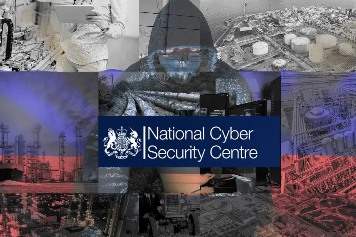 Collage of industrial sites and a hooded figure, highlighting the importance of critical information infrastructure protection by the National Cyber Security Centre.
