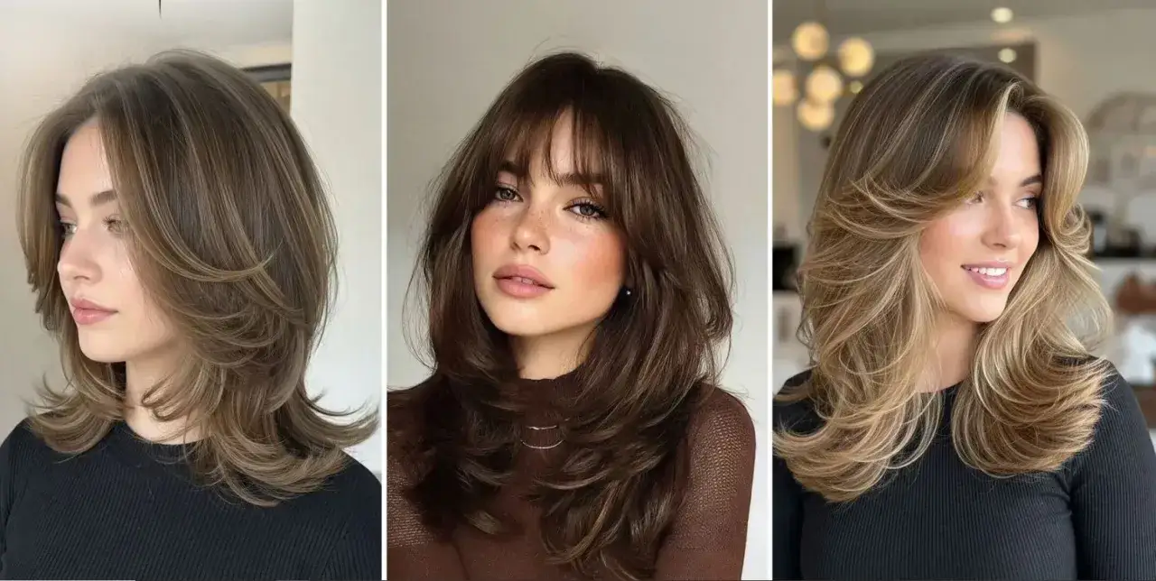 Tre donne con capelli scalati e voluminosi, perfetti per un look estivo cool.