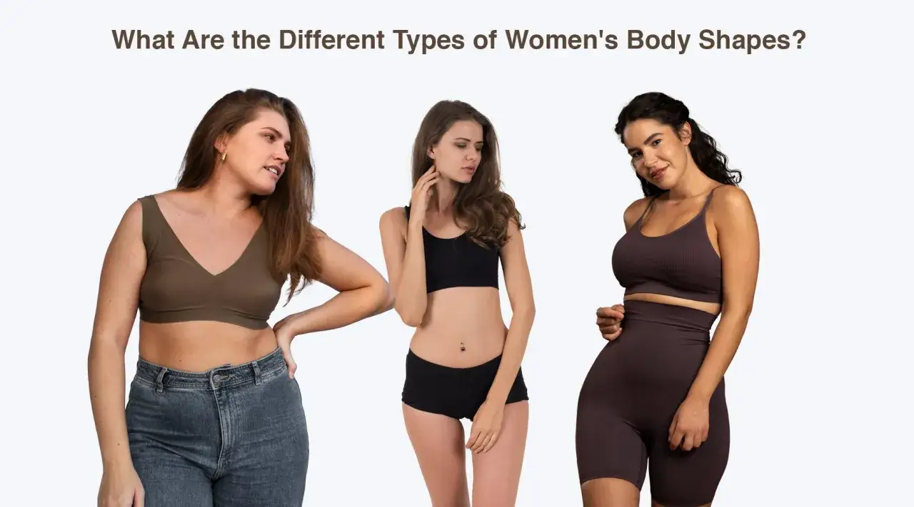 Tre donne mostrano diverse tipologie di fisico femminile, celebrando la varietà delle forme del corpo.