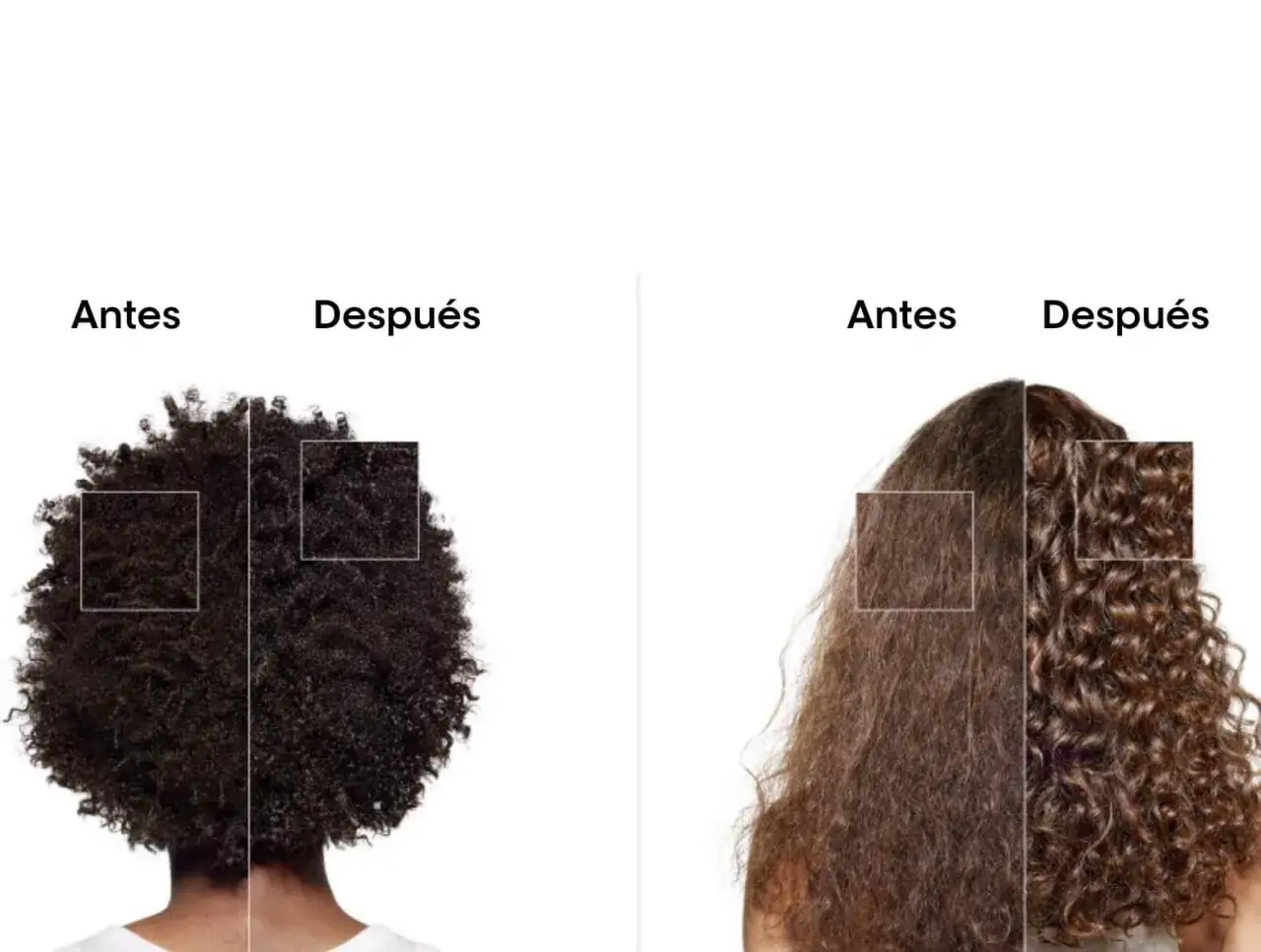 Antes y después: cabello dañado y sin vida transformado. Descubre cómo recuperar el pelo quemado y lograr rizos definidos y brillantes.